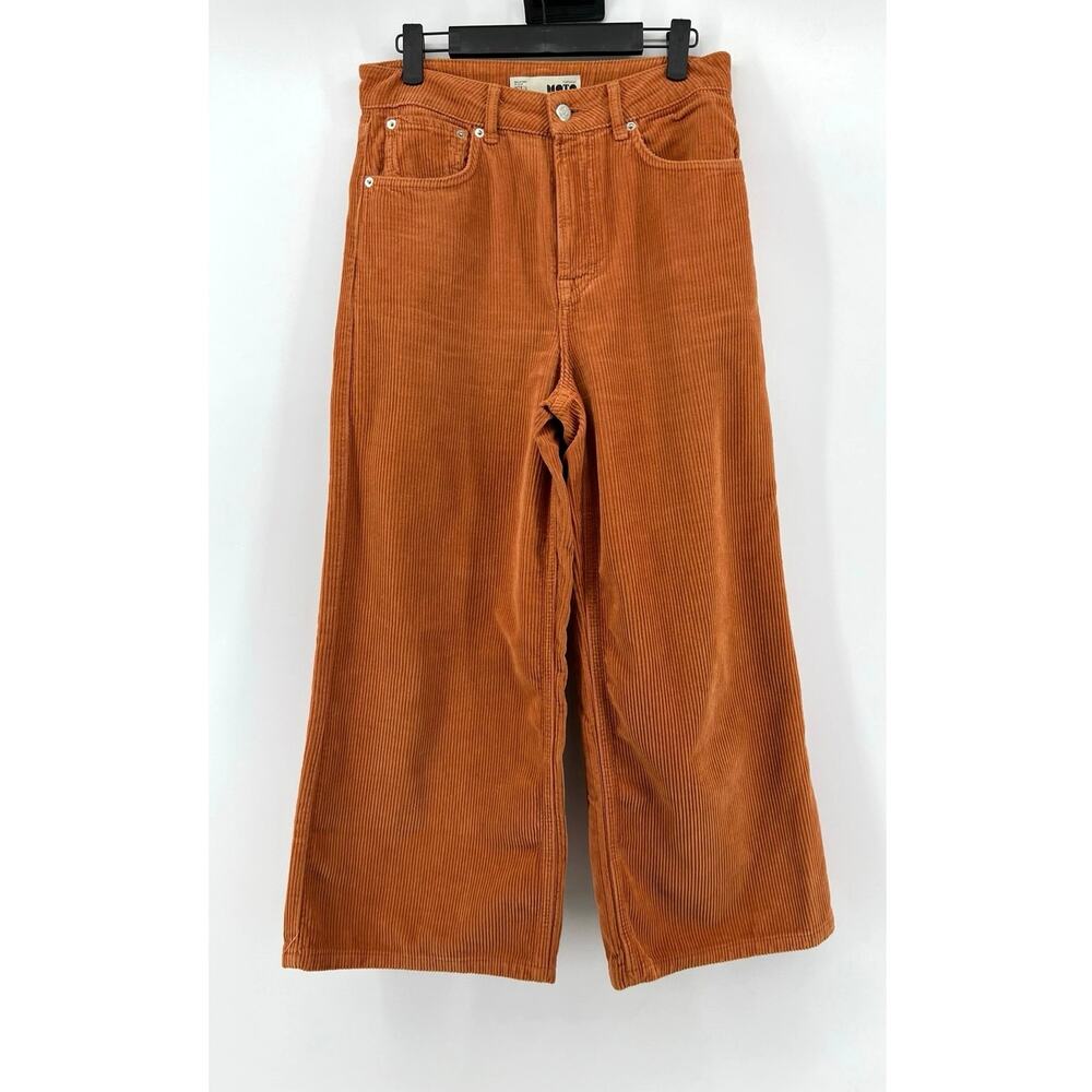 Topshop Women's Moto Corduroy Cropped Pants Size W28 Orange Art Cottagecore